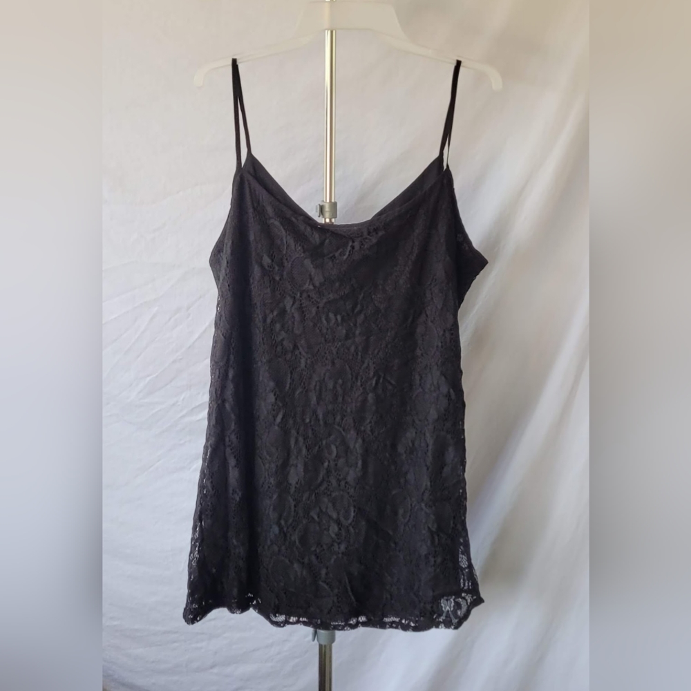 Davina, black lace tank top